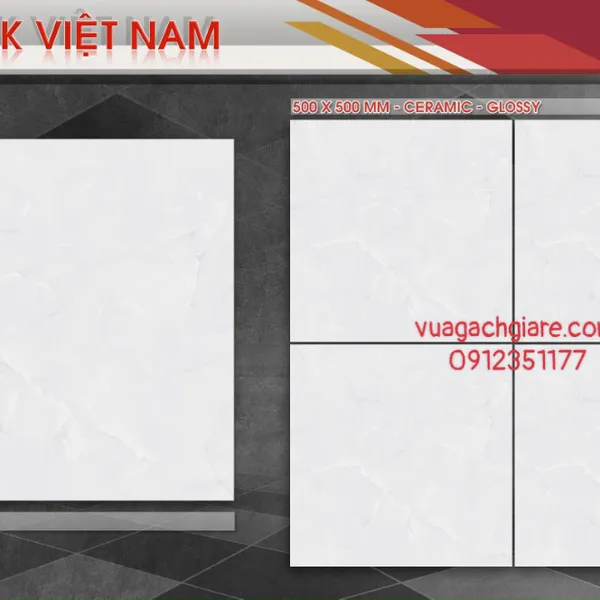 Gạch Men 50x50 Lát Nền GIÁ RẺ PAK trắng vân mây K501