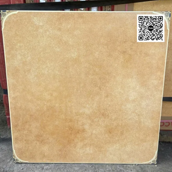 Gạch Đá Mờ 60x60 Ốp Lát Giả Cổ màu cam loang nhấn hoa văn 4 góc