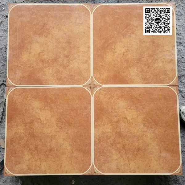 Gạch Đá Mờ 60x60 Ốp Lát Giả Cổ màu đỏ gạch nhấn hoa văn 4 góc