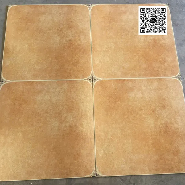 Gạch Đá Mờ 60x60 Ốp Lát Giả Cổ màu cam loang nhấn hoa văn 4 góc