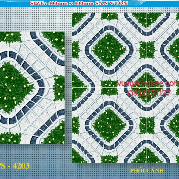 Gạch Lát Sân 40x40 Giá Rẻ PAK cây cỏ 4203