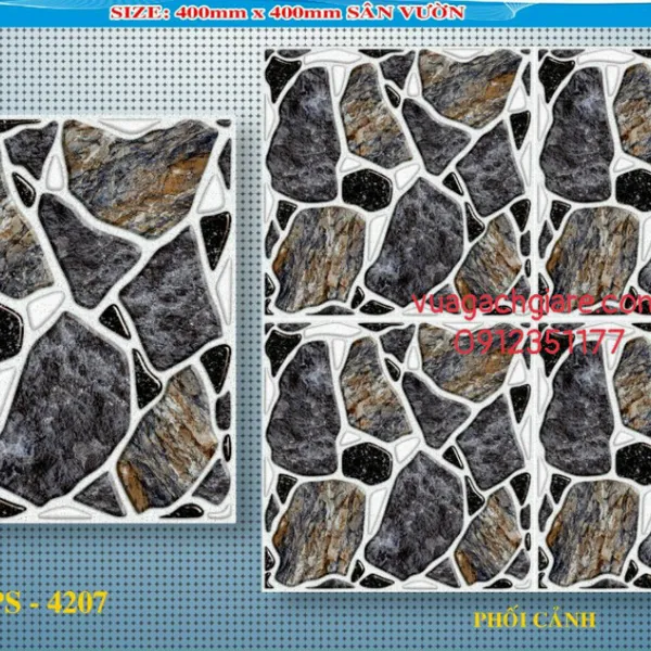 Gạch Lát Sân 40x40 Giá Rẻ PAK đá ghép 4207