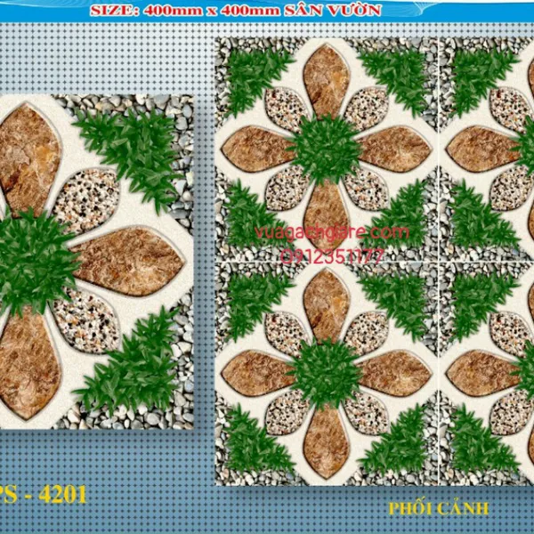Gạch Lát Sân 40x40 Giá Rẻ PAK hoa cỏ 4201