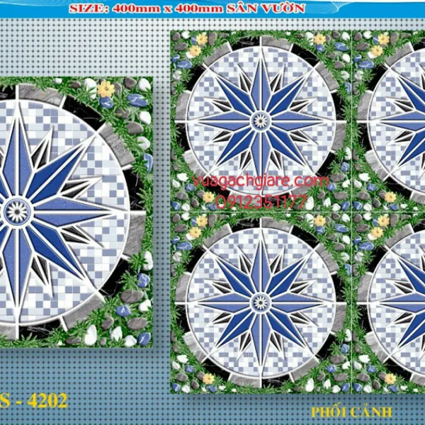 Gạch Lát Sân 40x40 Giá Rẻ PAK hoa cỏ 4202