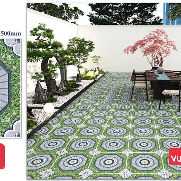 Gạch Men 50x50 Ốp Lát Sân Vườn Giá Rẻ cỏ đá SV5902