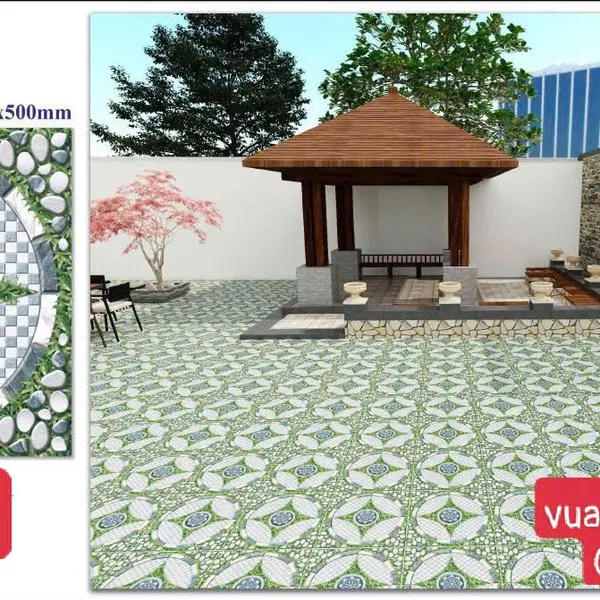 Gạch Men 50x50 Ốp Lát Sân Vườn Giá Rẻ cỏ đá SV5911