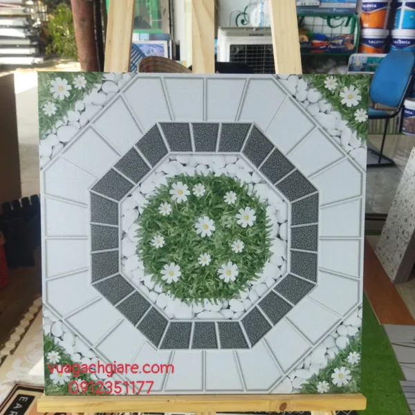 Gạch Men 50x50 Lát Sân GIÁ RẺ NHÀ Ý đá sỏi RISM 55507