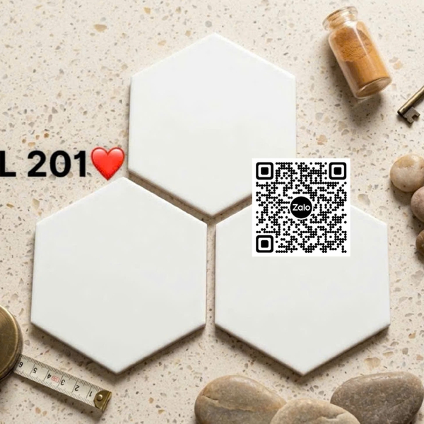 Gạch Lục Giác 20x23 Ốp Lát Trang Trí trắng trơn FL201