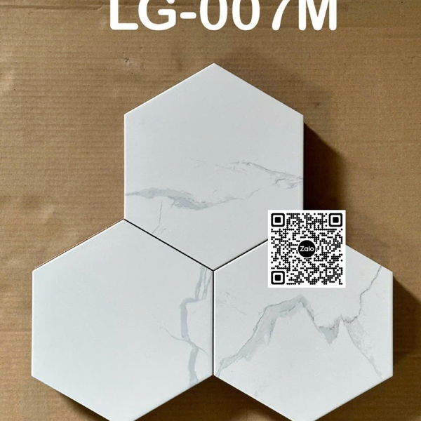 Gạch Lục Giác 20x23 Ốp Lát Trang Trí trắng vân khói LG 007M