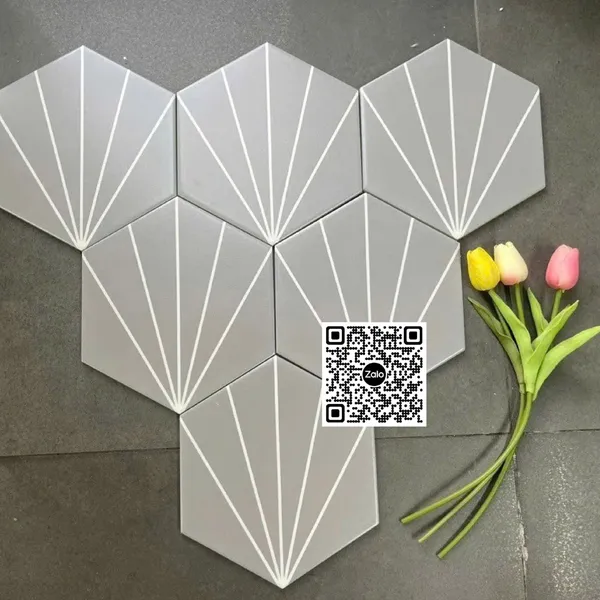 Gạch Lục Giác 20x23 Ốp Lát Trang Trí xám tia chớp
