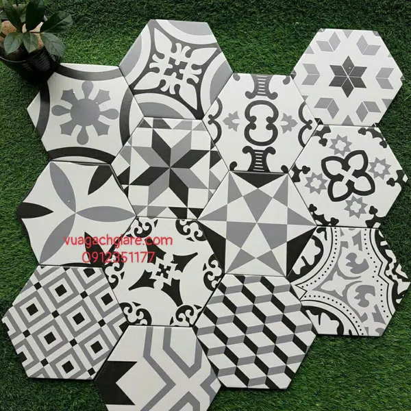 Gạch Lục Giác 23x20 Ốp Lát Trang Trí Giá Rẻ đen trắng xám