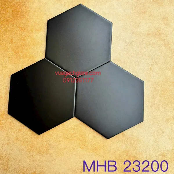 Gạch Lục Giác 23x20 Ốp Lát Trang Trí Giá Rẻ màu đen MHB23200