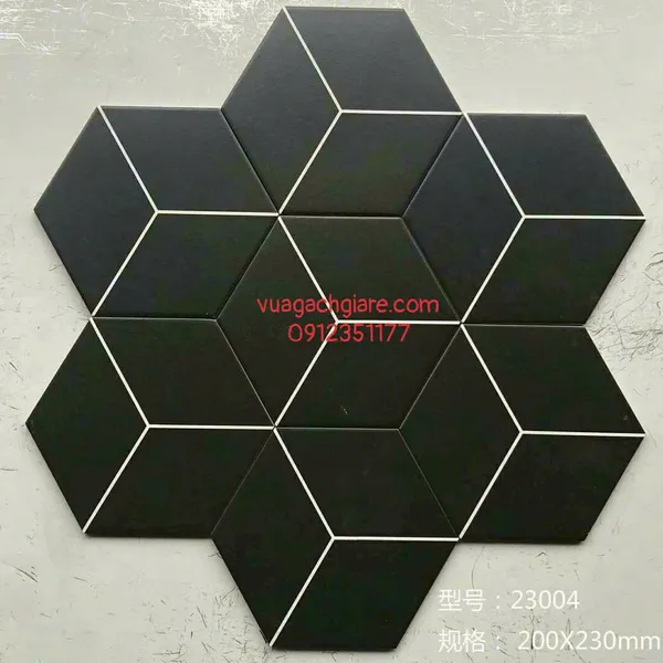 Gạch Lục Giác 23x20 Ốp Lát Trang Trí Giá Rẻ đen viền trắng 23004