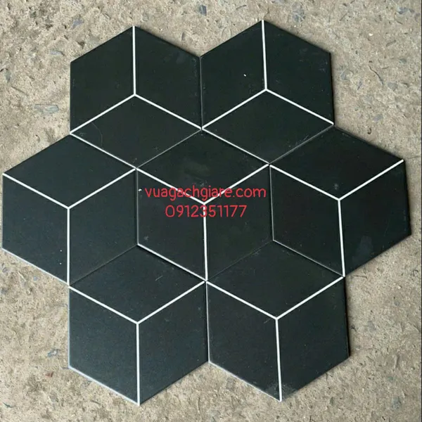Gạch Lục Giác 23x20 Ốp Lát Trang Trí Giá Rẻ đen viền trắng 23004