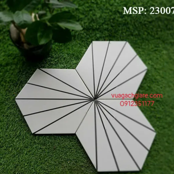 Gạch Lục Giác 23x20 Ốp Lát Trang Trí Giá Rẻ trắng chỉ đen 23007