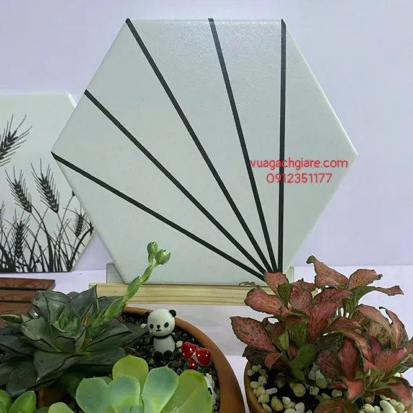 Gạch Lục Giác 23x20 Ốp Lát Trang Trí Giá Rẻ trắng chỉ đen 23007