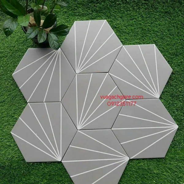 Gạch Lục Giác 23x20 Ốp Lát Trang Trí Giá Rẻ xám chỉ trắng