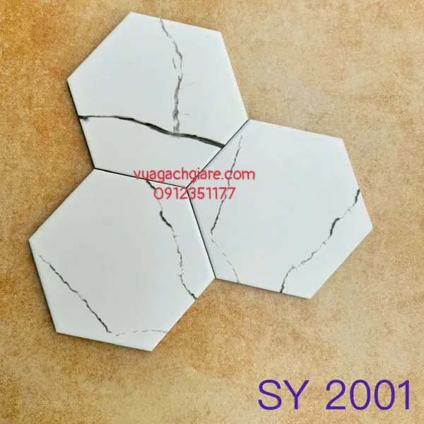 Gạch Lục Giác 23x20 Ốp Lát Trang Trí Giá Rẻ trắng vân khói SY2001