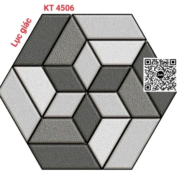 Gạch Lục Giác 50x25x6 Ốp Lát Sân Vườn màu xám KT4506
