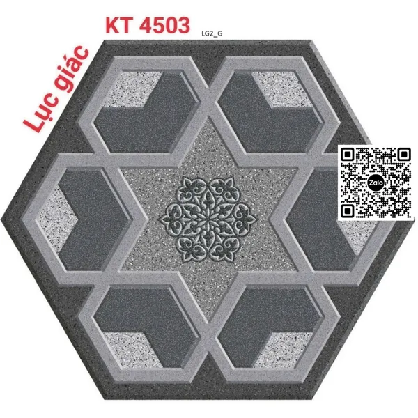 Gạch Lục Giác 50x25x6 Ốp Lát Sân Vườn màu xám KT4503