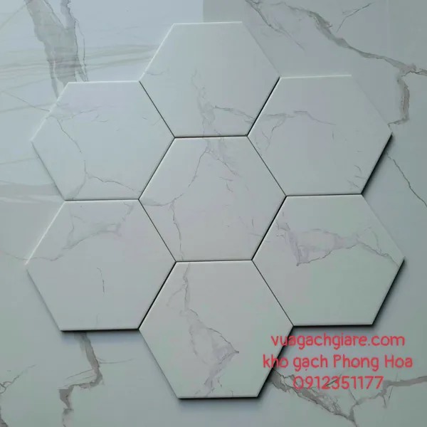 Gạch Lục Giác Trang Trí 20x23 màu trắng vân khói