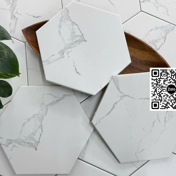 Gạch Lục Giác 20x23 Ốp Lát Trang Trí trắng vân khói FL23001