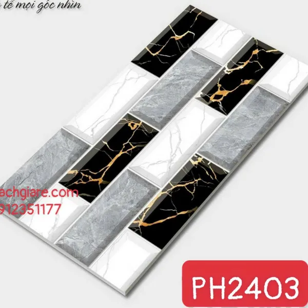 Gạch Men Trang Trí 20x40 Giá Rẻ xám đen trắng 2403