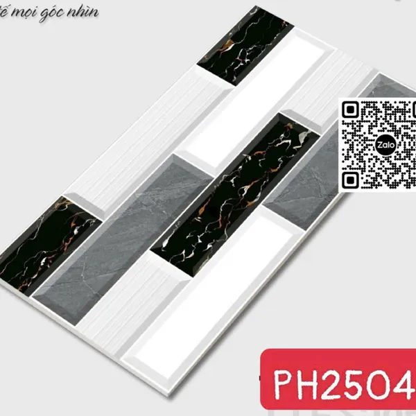 Gạch Men 25x40 Ốp Dán trang Trí đen trắng 2504