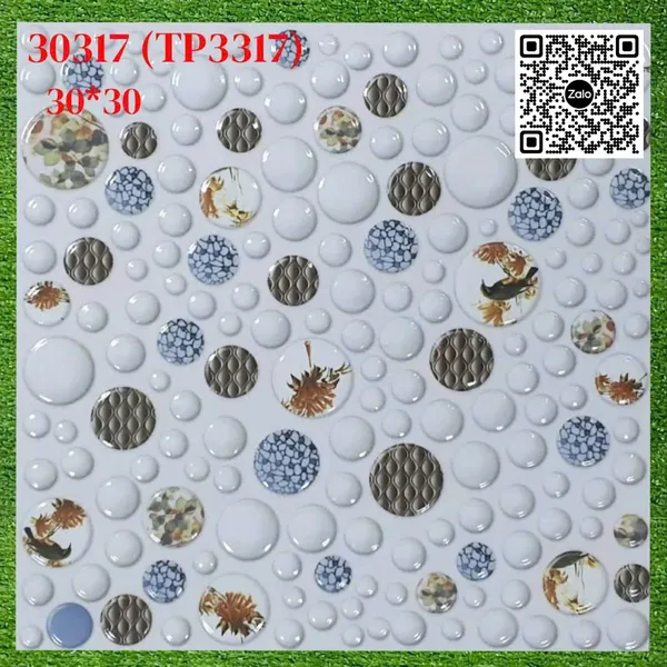 Gạch Men Mờ 30x30 Ốp Lát hình tròn lớn nhỏ 30317