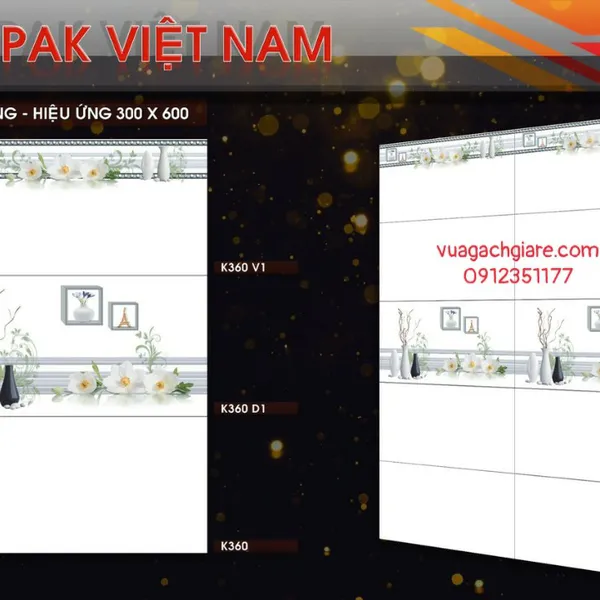 Gạch Ốp Tường 30x60 Giá Rẻ PAK trắng trơn K360