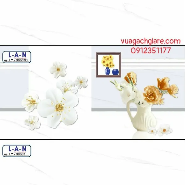 Gạch Ốp Tường 30x60 Giá Rẻ NHÀ Ý trắng vân khói 30601 - 30603