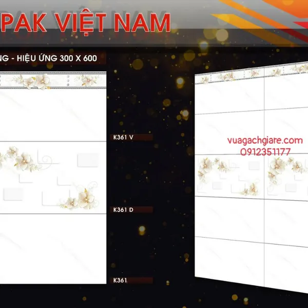 Gạch Ốp Tường 30x60 Giá Rẻ PAK trắng vân khói K361 - K362 - K363