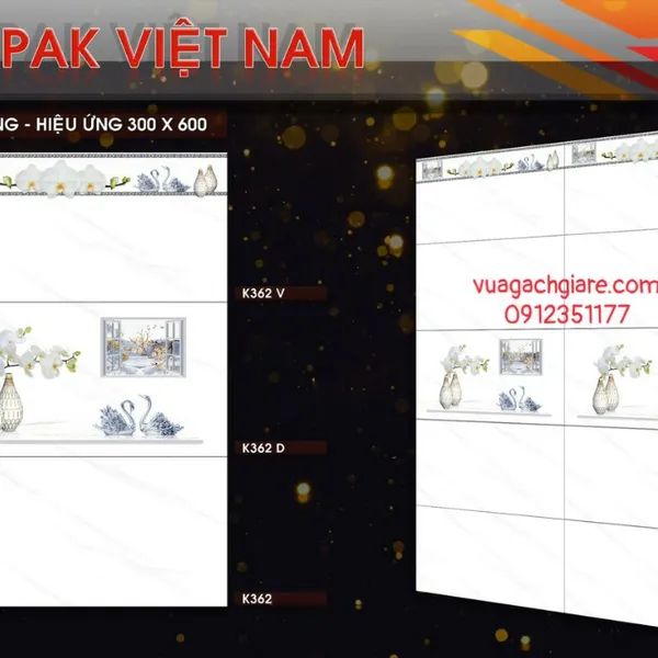 Gạch Ốp Tường 30x60 Giá Rẻ PAK trắng vân khói K361 - K362 - K363