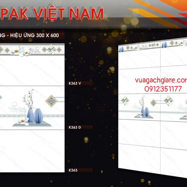 Gạch Ốp Tường 30x60 Giá Rẻ PAK trắng vân khói K361 - K362 - K363