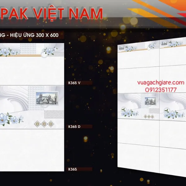 Gạch Ốp Tường 30x60 Giá Rẻ PAK trắng vân mây K364 - K365