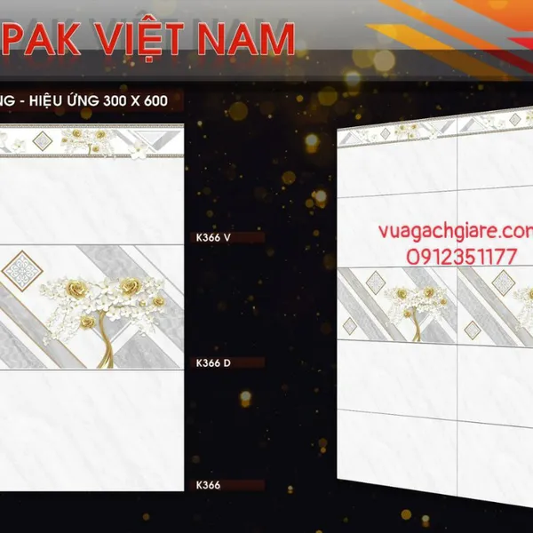 Gạch Ốp Tường 30x60 Giá Rẻ PAK trắng vân khói K366 - K367