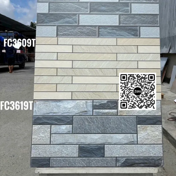 Gạch Men 30x60 Ốp Dán Trang Trí đá ghép màu xám FC3608T