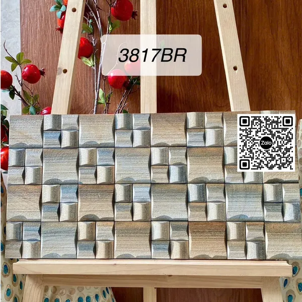 Gạch Men 30x60 Ốp Dán Trang Trí đá ghép nâu xám 3817BR