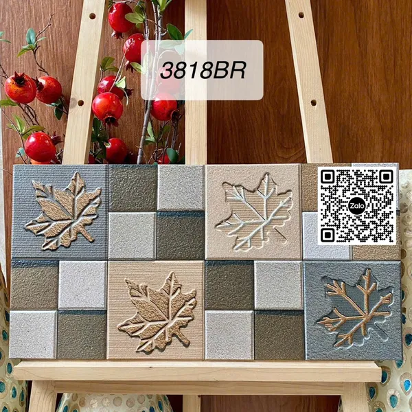 Gạch Men 30x60 Ốp Dán Trang Trí đá ghép nâu xám 3818BR