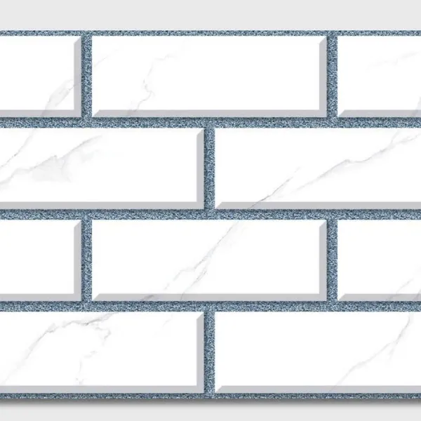 Gạch Men 30x60 Ốp Dán trang Trí đá ghép trắng viền xám 3608