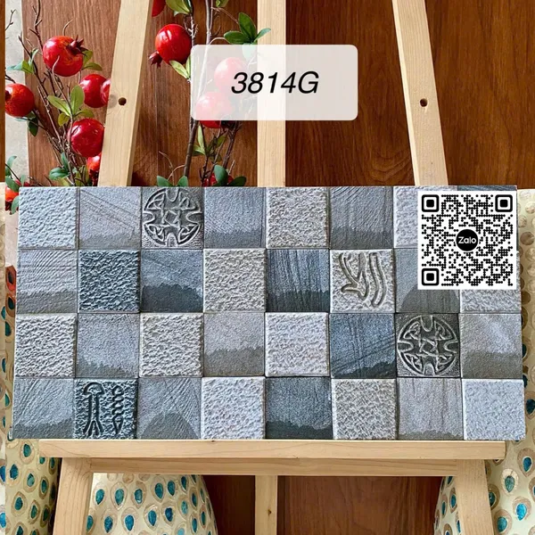 Gạch Men 30x60 Ốp Dán Trang Trí đá ghép xám 3814G