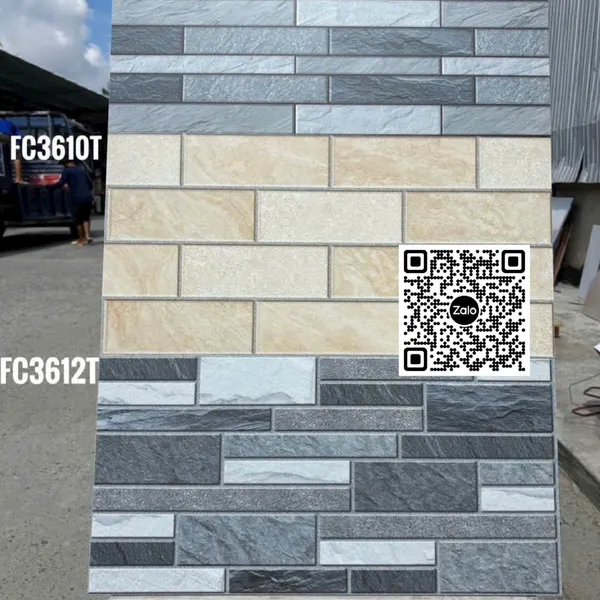 Gạch Men 30x60 Ốp Dán Trang Trí đá ghép màu xám FC3618T