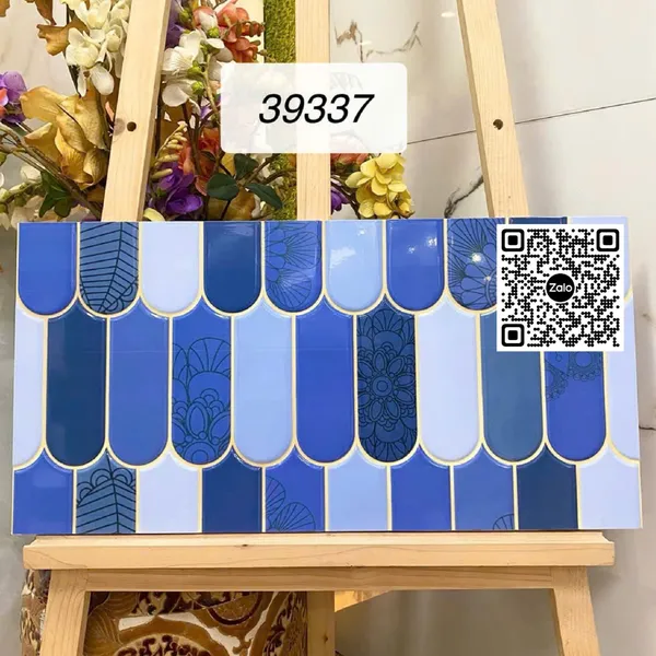 Gạch Men 30x60 Ốp Dán Trang Trí lông vũ xanh 39337