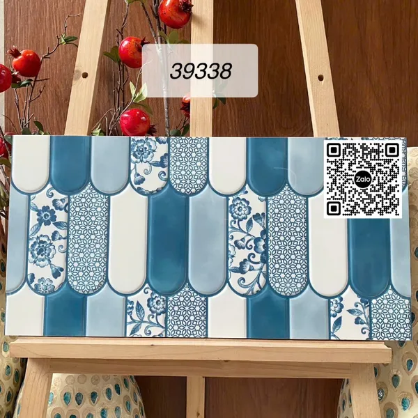 Gạch Men 30x60 Ốp Dán Trang Trí lông vũ xanh 39338