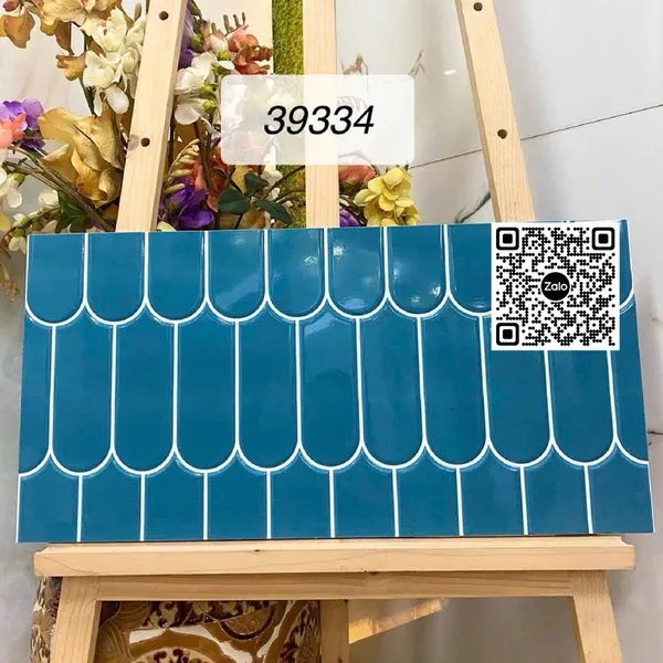 Gạch Men 30x60 Ốp Dán Trang Trí lông vũ xanh 39334