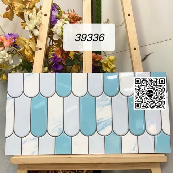 Gạch Men 30x60 Ốp Dán Trang Trí lông vũ xanh trắng 39336