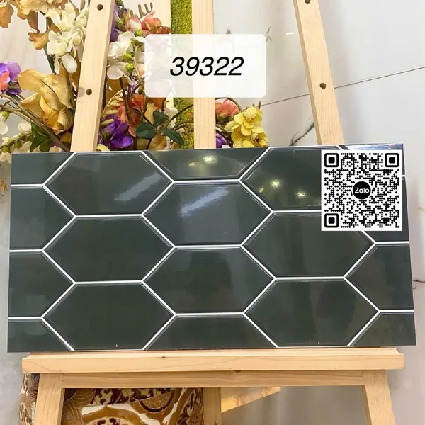 Gạch Men 30x60 Ốp Dán Trang Trí lục giác đen 39322