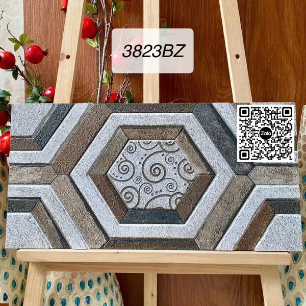 Gạch Men 30x60 Ốp Dán Trang Trí lục giác nâu xám 3823BZ
