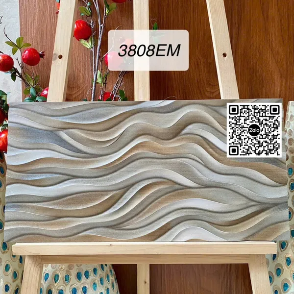 Gạch Men 30x60 Ốp Dán Trang Trí lượn sóng nâu xám 3808EM