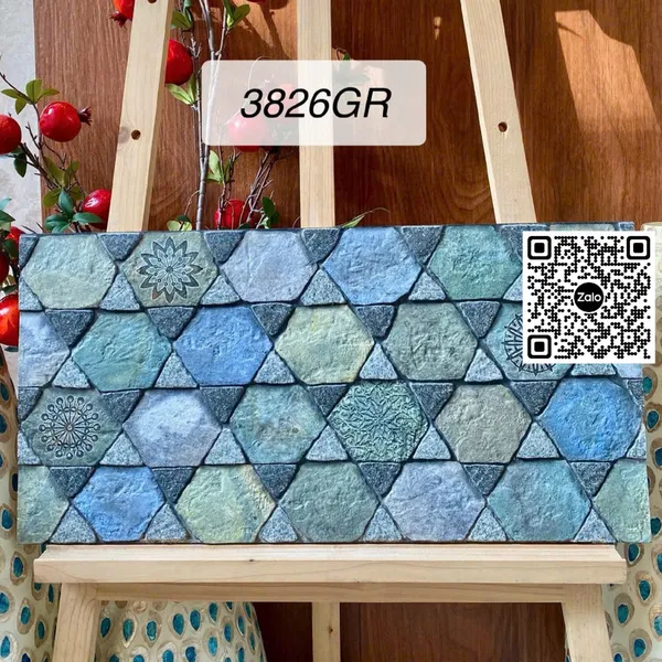 Gạch Men 30x60 Ốp Dán Trang Trí tam giác xanh 3826GR